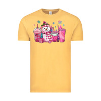 Vintage Mustard pink christmas snowman coffee cups Vintage Tee - MaliasSmallBusiness
