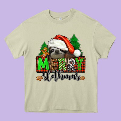 Merry Slothmas Heavy Core Tee Designed By Jasminsmagicworld