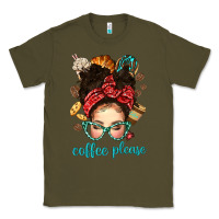 Army Green coffee please messy bun with coffee bean bbs Classic Tee - BundleAndBundleShop