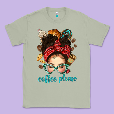 Coffee Please Messy Bun With Coffee Bean Bbs Classic Tee Designed By Bundleandbundleshop