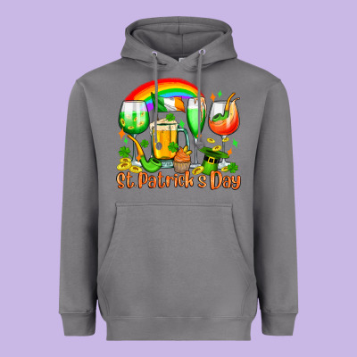 St. Patrick's Wine Glasses Heavyweight Hoodie Designed By Oliviacreatesart