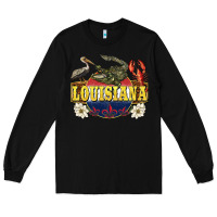 Black louisiana state Long Sleeve Tee - BarkalooDesign