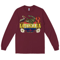 Burgundy louisiana state Long Sleeve Tee - BarkalooDesign