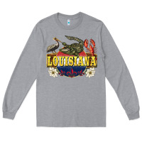 Heather Grey louisiana state Long Sleeve Tee - BarkalooDesign