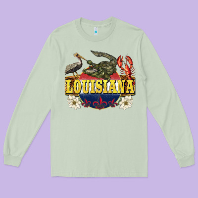 Louisiana State Long Sleeve Tee Designed By Barkaloodesign