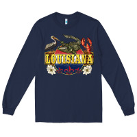 Navy louisiana state Long Sleeve Tee - BarkalooDesign