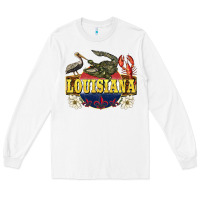 White louisiana state Long Sleeve Tee - BarkalooDesign