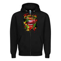 Black free ish juneteenth lips Zipper Hoodie - CowGirlArtShop