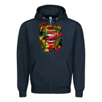 Navy free ish juneteenth lips Zipper Hoodie - CowGirlArtShop