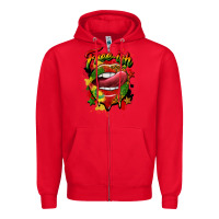 Red free ish juneteenth lips Zipper Hoodie - CowGirlArtShop