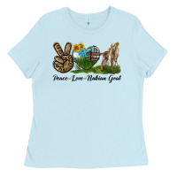 Baby Blue Peace Love Nubian Goat Ladies Tee - LillyAllenDesigns