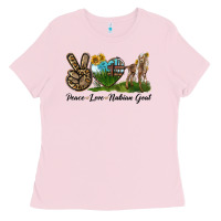 Bubblegum Pink Peace Love Nubian Goat Ladies Tee - LillyAllenDesigns