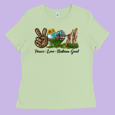 Peace Love Nubian Goat Ladies Tee Designed By Lillyallendesigns