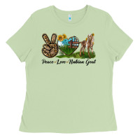 Matcha Peace Love Nubian Goat Ladies Tee - LillyAllenDesigns
