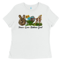 White Peace Love Nubian Goat Ladies Tee - LillyAllenDesigns