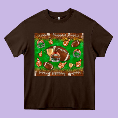 Football Leopard Heavy Core Tee Designed By Nancycooperartshop