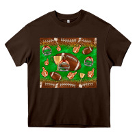 Chocolate Brown football leopard Heavy Core Tee - NancyCooperArtShop