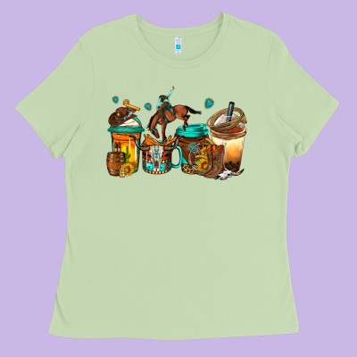 Rodeo Coffee Ladies Tee Designed By Jasminsmagicworld