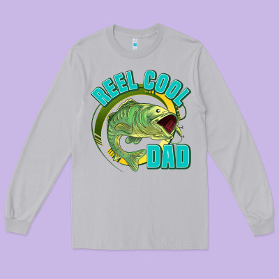 Reel Cool Dad Long Sleeve Tee Designed By Jasminsmagicworld