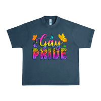 Midnight Navy Gay Pride With Butterfly Urban Heavy Tee - BundleAndBundleShop