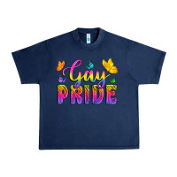 Navy Gay Pride With Butterfly Urban Heavy Tee - BundleAndBundleShop