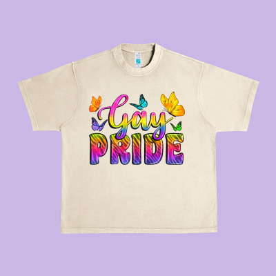 Gay Pride With Butterfly Urban Heavy Tee Designed By Bundleandbundleshop