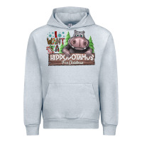 Heather Grey IWant Hippopota maps For Christmas Urban Hoodie - CowhideDigitalArt
