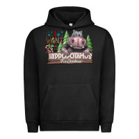 Pigment Black IWant Hippopota maps For Christmas Urban Hoodie - CowhideDigitalArt