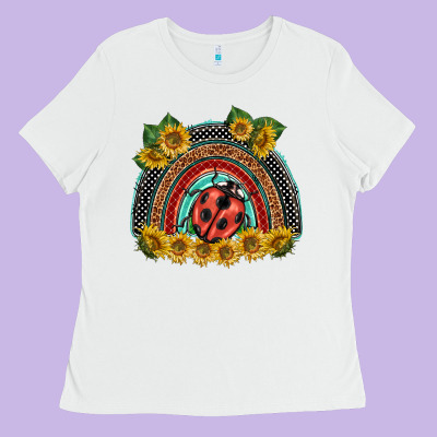 Ladybuy  Rainbow Ladies Tee Designed By Barkaloodesign