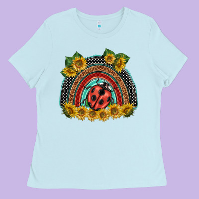 Ladybuy  Rainbow Ladies Tee Designed By Barkaloodesign