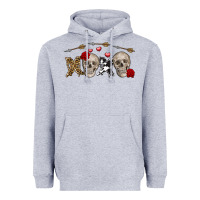 Heather Grey Xoxo Valentine skulls Valentine's Day Heavyweight Hoodie - FaDigitalArtStudio