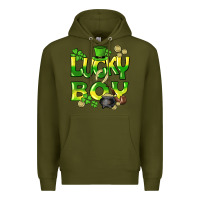 Army Green Lucky Boy St. Patrick's Day Premium Hoodie - HowdyJamesFarm
