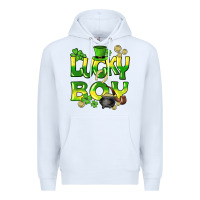 White Lucky Boy St. Patrick's Day Premium Hoodie - HowdyJamesFarm
