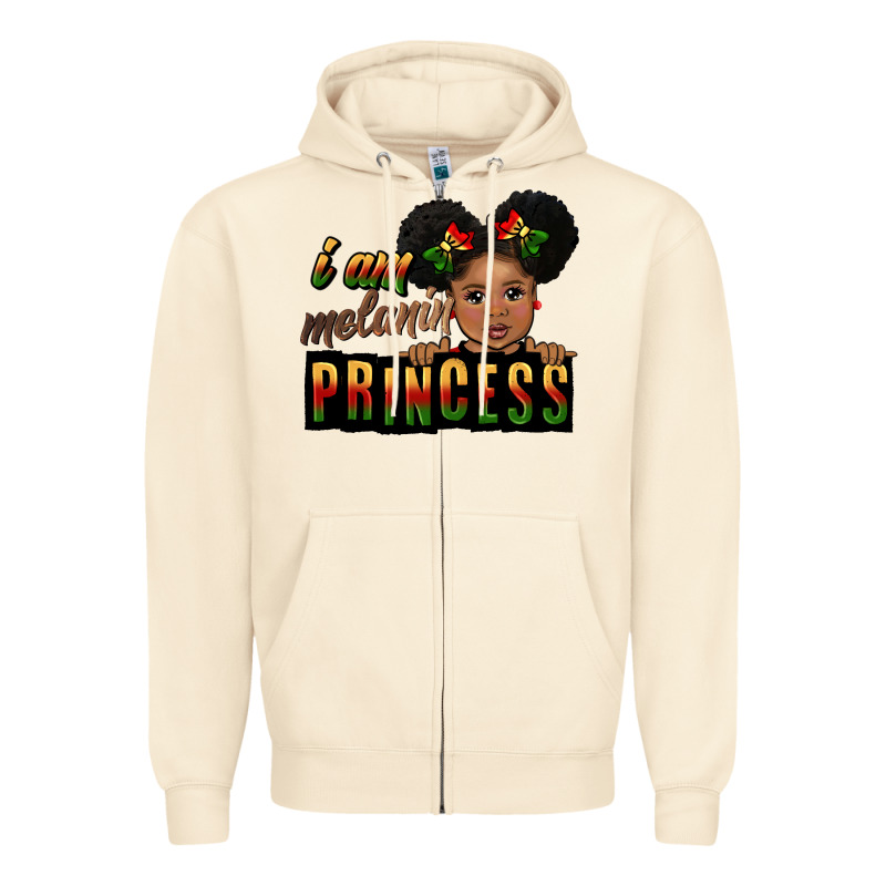 I Am Melanin Princess Black Peekaboo Zipper Hoodie by CowGirlArtShop | Teevron