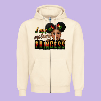I Am Melanin Princess Black Peekaboo Zipper Hoodie Designed By Cowgirlartshop