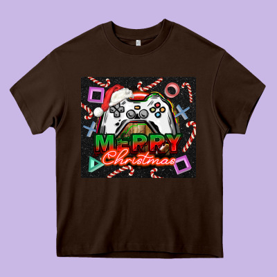 Gamer Merry Christmas Heavy Core Tee Designed By Nancycooperartshop