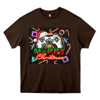 Chocolate Brown gamer merry christmas Heavy Core Tee - NancyCooperArtShop