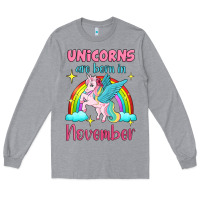 Heather Grey unicorns are born in november Long Sleeve Tee - Jasminsmagicworld