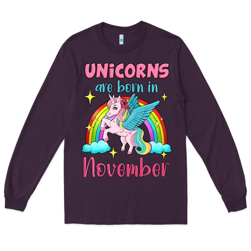 Unicorns Are Born In November Long Sleeve Tee by Jasminsmagicworld | Teevron