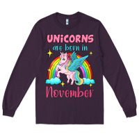 Plum unicorns are born in november Long Sleeve Tee - Jasminsmagicworld