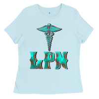Baby Blue licensed practical nurse medical symbol Ladies Tee - BarkalooDesign