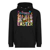 Black Happy Easter bunnys Heavyweight Hoodie - OliviaCreatesArt
