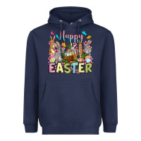 Navy Happy Easter bunnys Heavyweight Hoodie - OliviaCreatesArt