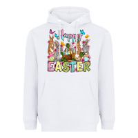 White Happy Easter bunnys Heavyweight Hoodie - OliviaCreatesArt