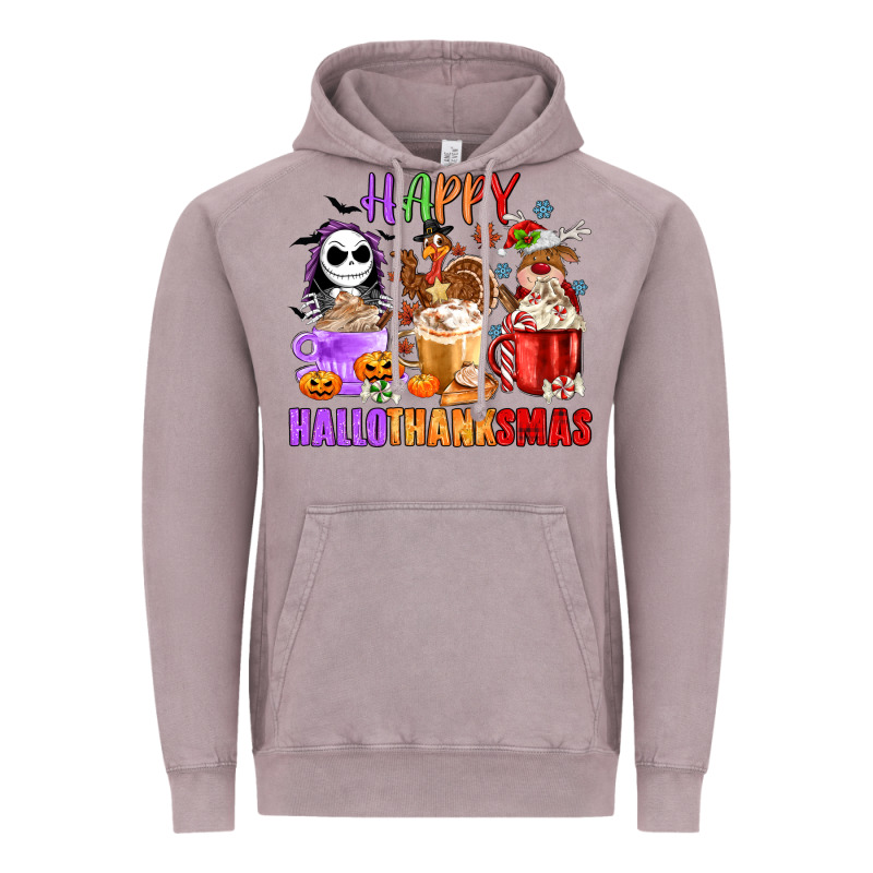 Happy Hallothanksmas Vintage Hoodie by MaliasSmallBusiness | Teevron
