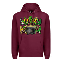 Burgundy lucky mom St. Patrick's Premium Hoodie - HowdyJamesFarm