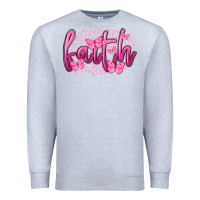 Heather Grey Faith Breast Cancer Premium Sweatshirt - FaDigitalArtStudio