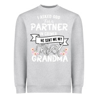 Heather Grey I Asked God For a Partner In Crime He Sent Me My Crazy Grandma Heavyweight Sweatshirt - Bettercallsaul