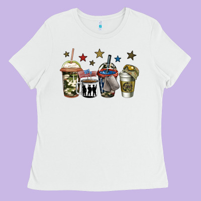 Army Coffee Ladies Tee Designed By Jasminsmagicworld