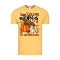 Vintage Mustard fall for jesus he never leaves Vintage Tee - MaliasSmallBusiness